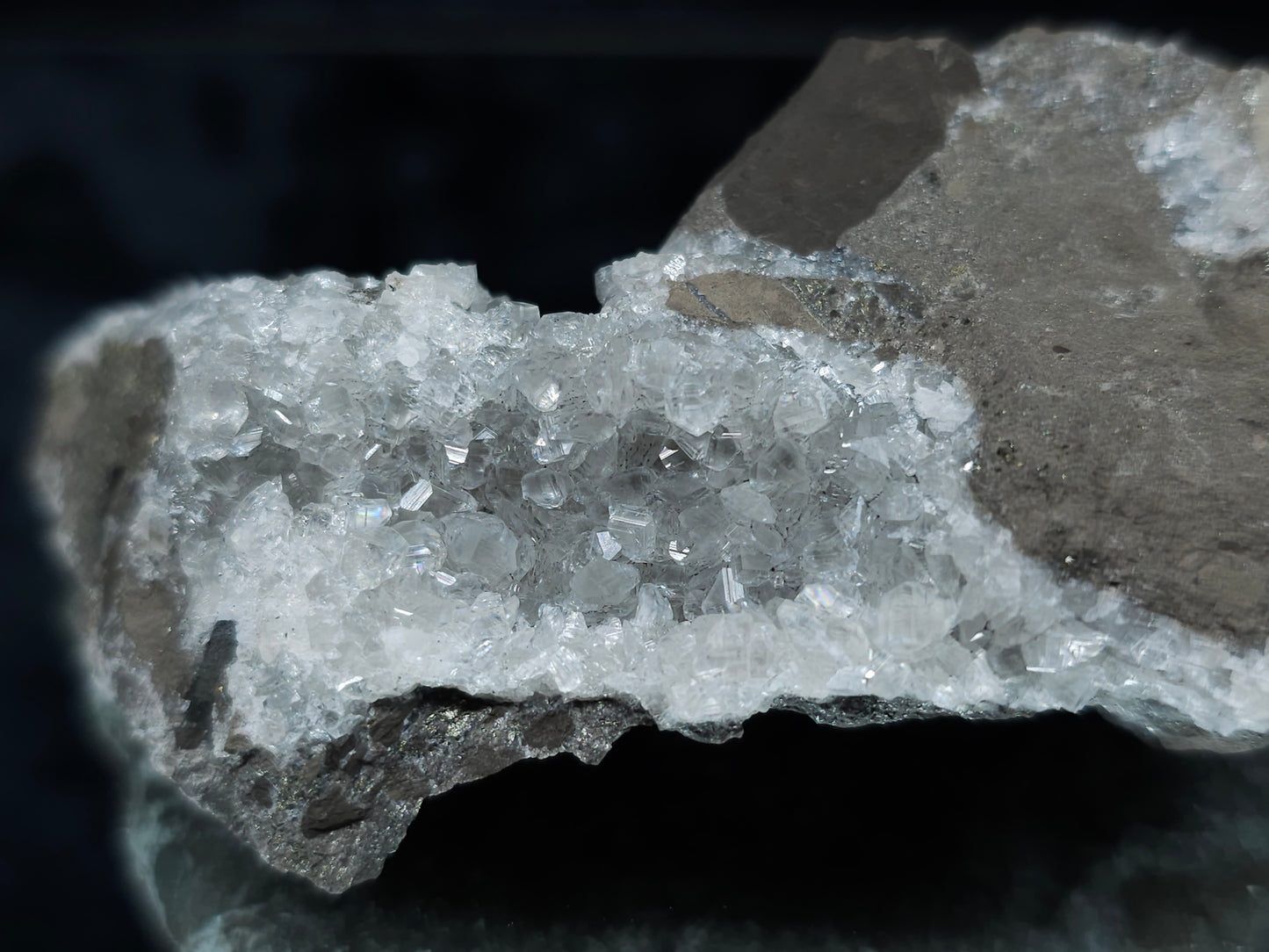 #33120 Super clear Nailhead Spar Calcite cluster with  Chalcopyrite ore and multiple small fossils in the matrix