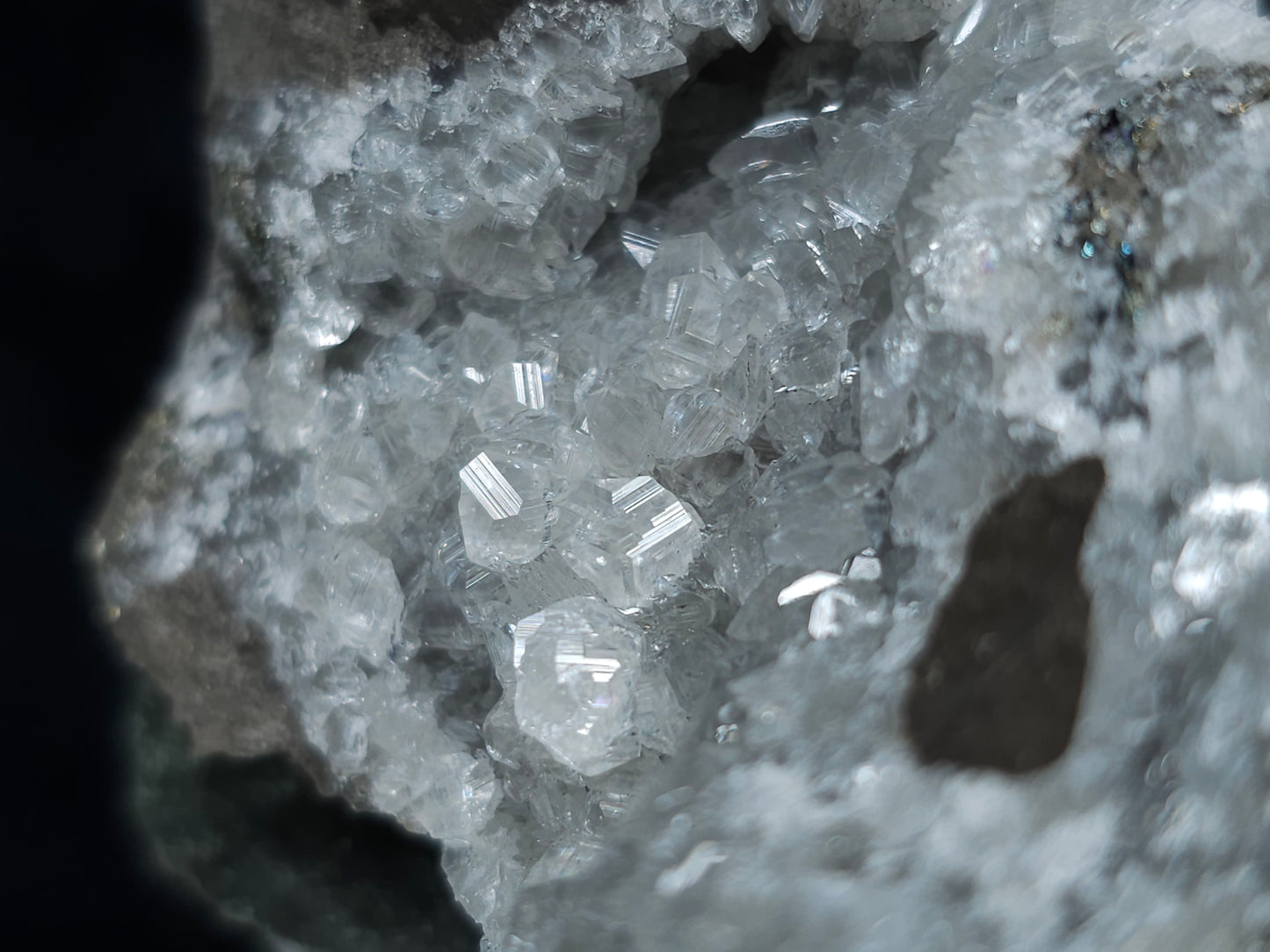 #33120 Super clear Nailhead Spar Calcite cluster with  Chalcopyrite ore and multiple small fossils in the matrix