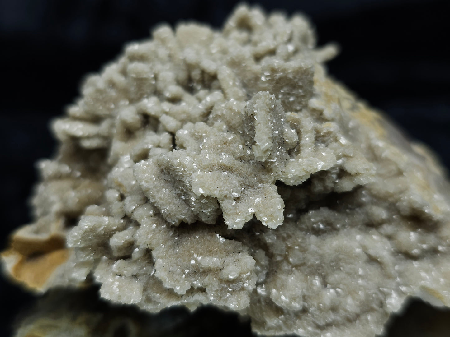 #88005 Cream-white Calcite pseudomorph after needle Calcite on matrix