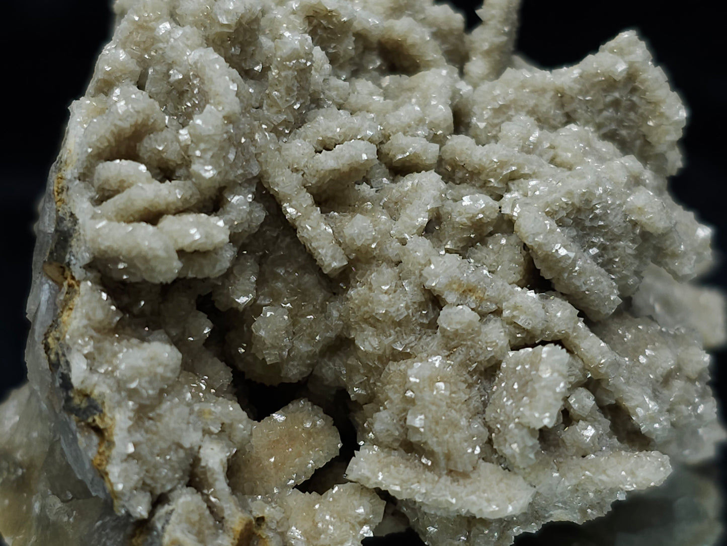 #88005 Cream-white Calcite pseudomorph after needle Calcite on matrix