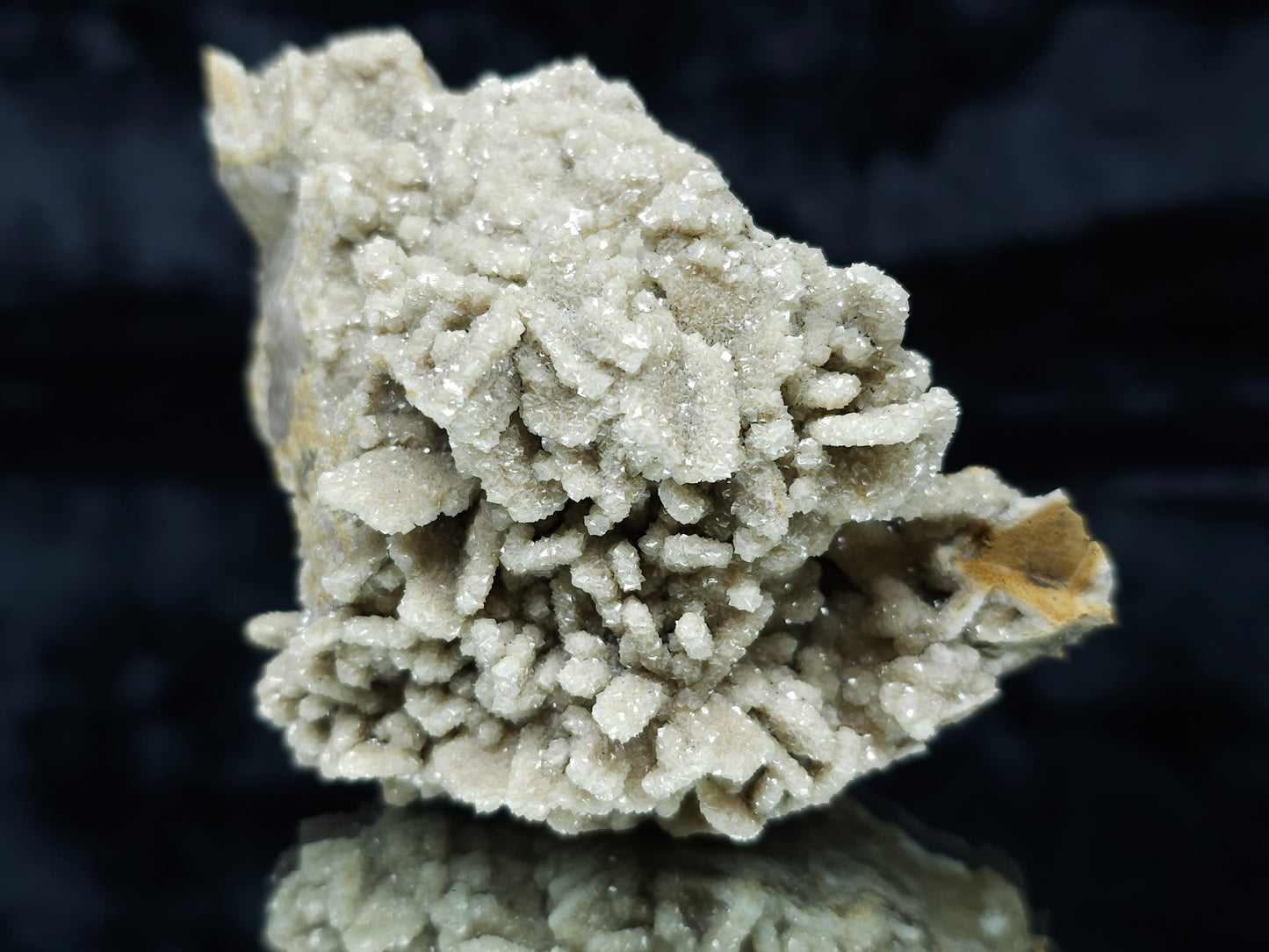 #88005 Cream-white Calcite pseudomorph after needle Calcite on matrix