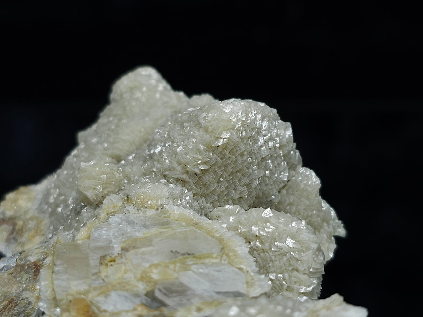 #88017 Cream-white Calcite pseudomorph after Combined form Calcite on matrix