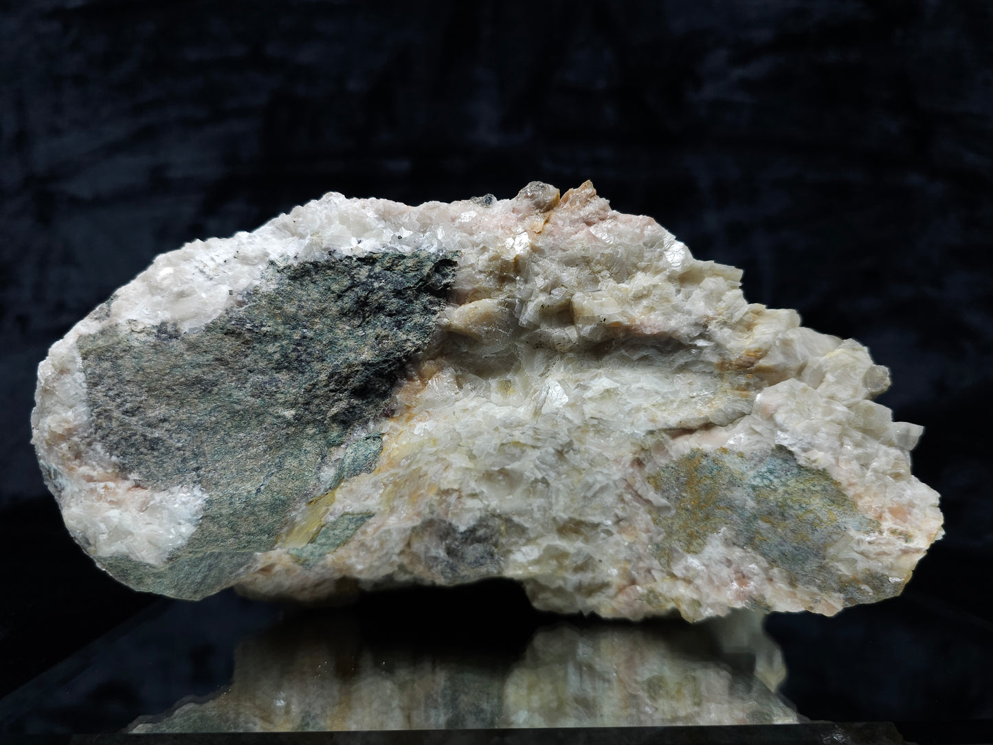 #88036 Hematite on cream-white Calcite pseudomorph after Combined form Calcite on Calcite matrix