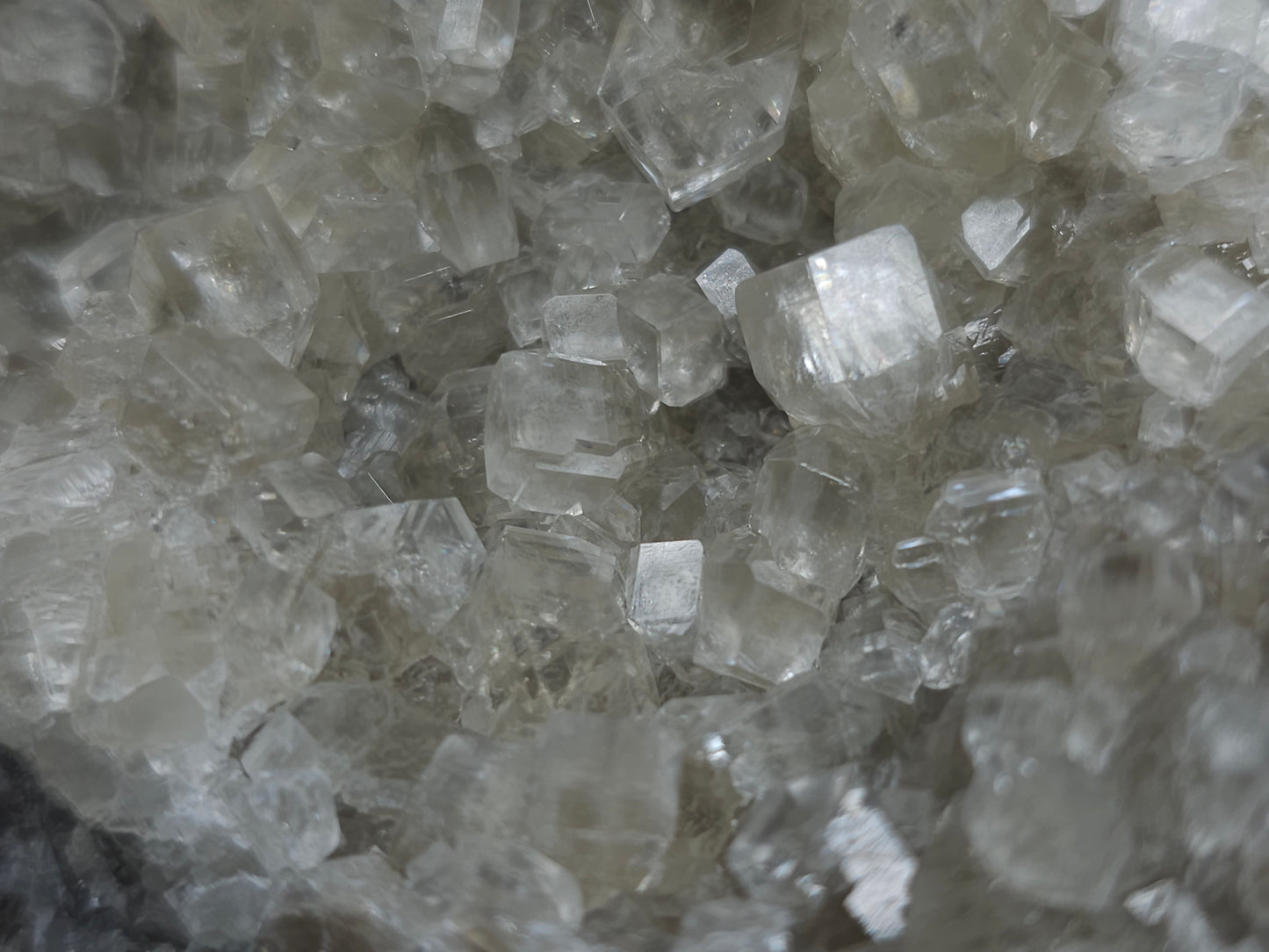 #33123 Super clear Nailhead Spar Calcite cluster with Chalcopyrite ore and multiple small fossils in the matrix