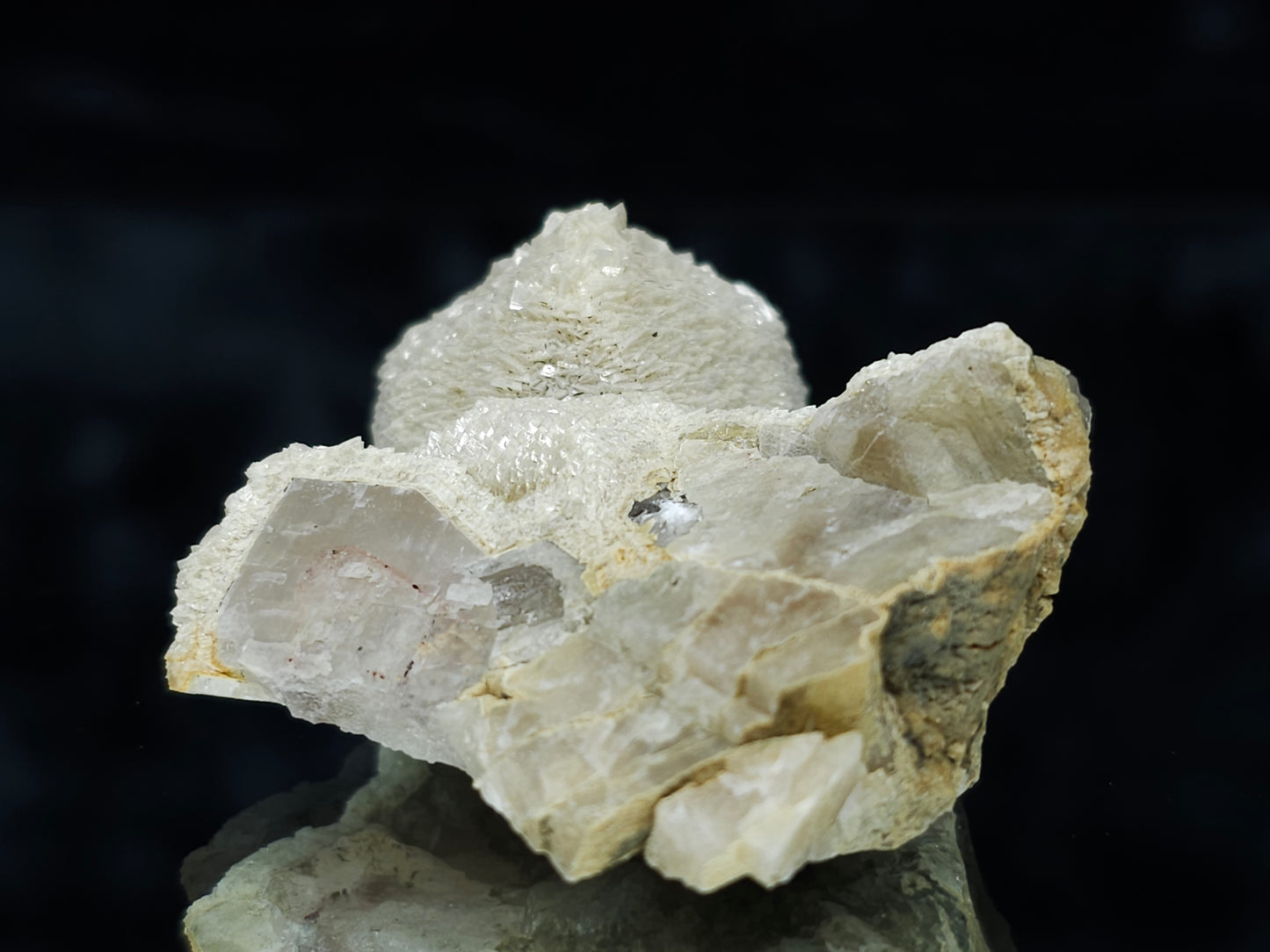 #88055 Cream-white Calcite pseudomorph after Combined form Calcite on matrix