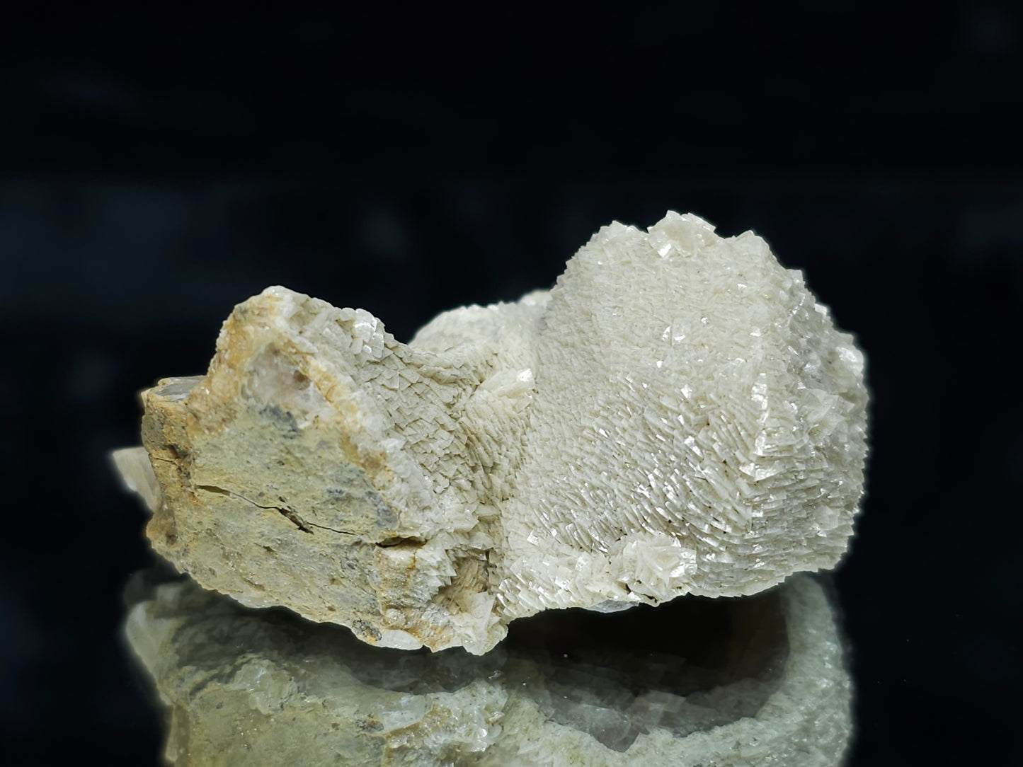 #88055 Cream-white Calcite pseudomorph after Combined form Calcite on matrix