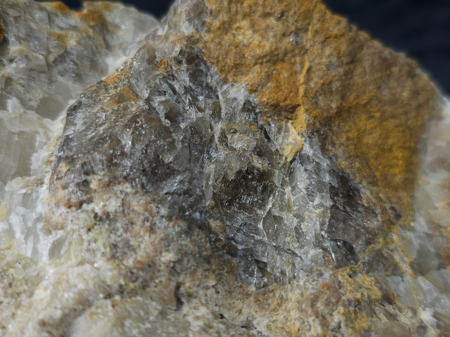 #10030 Hematite and Dogtooth Spar Calcite on white Calcite pseudomorph after Calcite formation