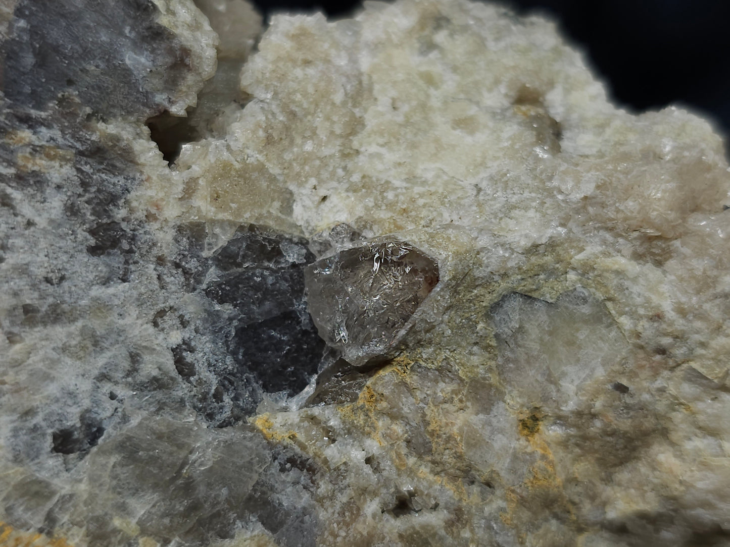 #88107  Hematite and awesome Dogtooth Spar Calcite and Calcite flowers formation on white Calcite pseudomorph after Calcite on matrix