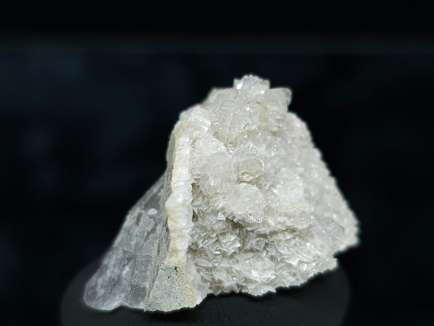 #88120 Spirit Gwindel Quartz on cream-white Calcite pseudomorph after Combined form Calcite