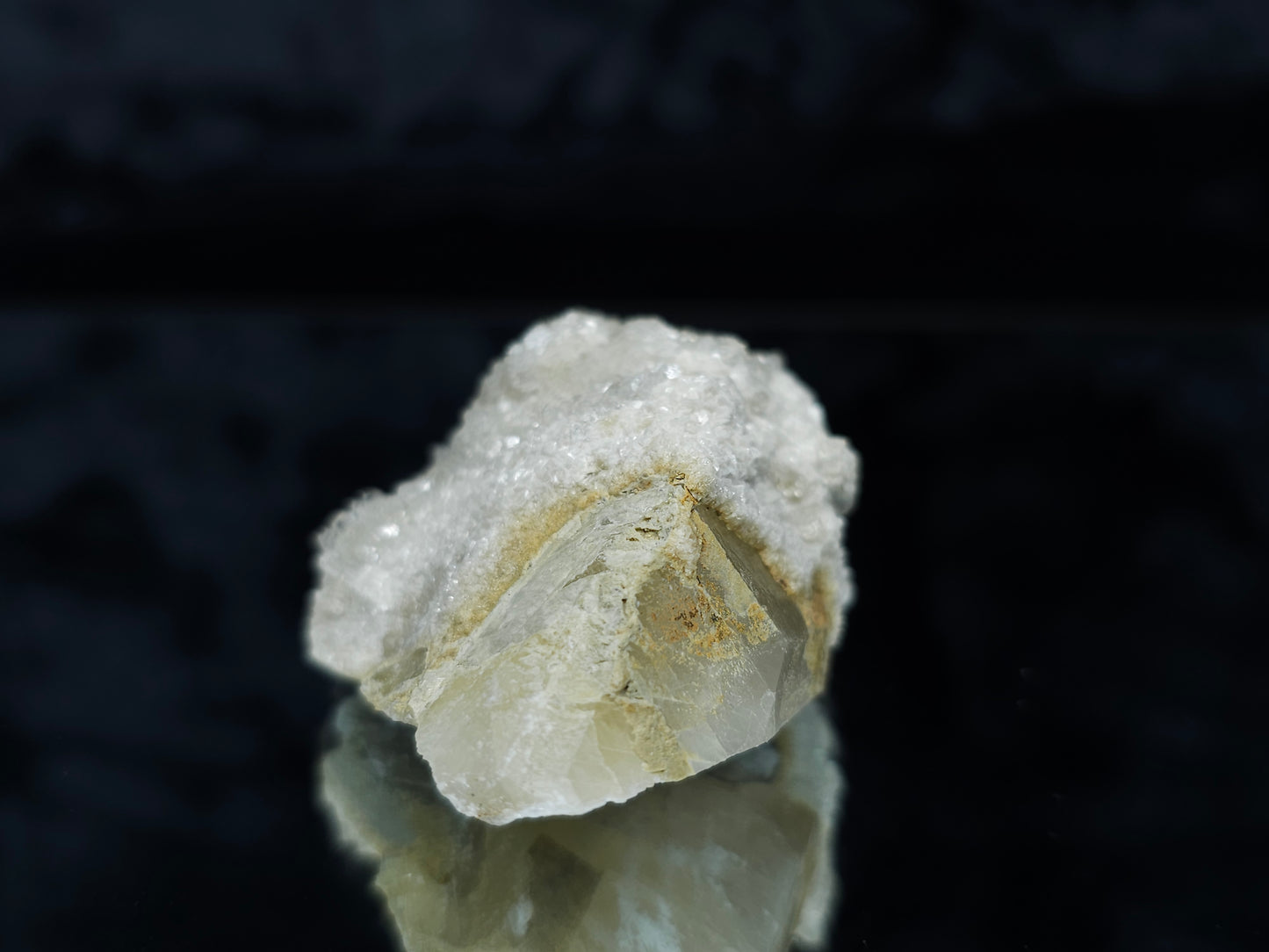 #88124 Spirit Gwindel Quartz formation on cream-white Calcite pseudomorph after Combined form Calcite