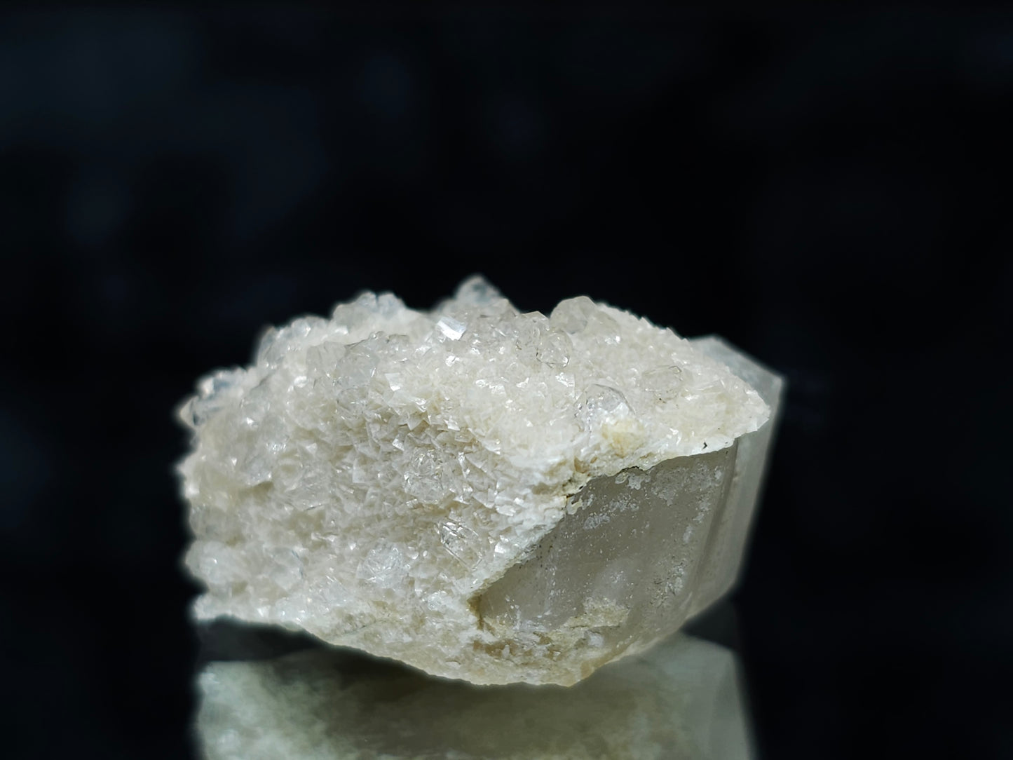 #88140 Spirit Gwindel Quartz on cream-white Calcite pseudomorph after Calcite