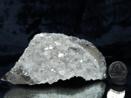 #33011 Super clear Nailhead Spar Calcite cluster, Chalcopyrite ore and multiple small fossils in the matrix