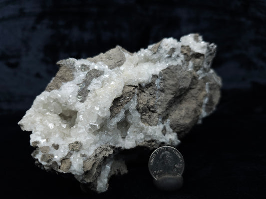#33053 Super clear Nailhead Spar Calcite cluster, Chalcopyrite ore and multiple small fossils in the matrix