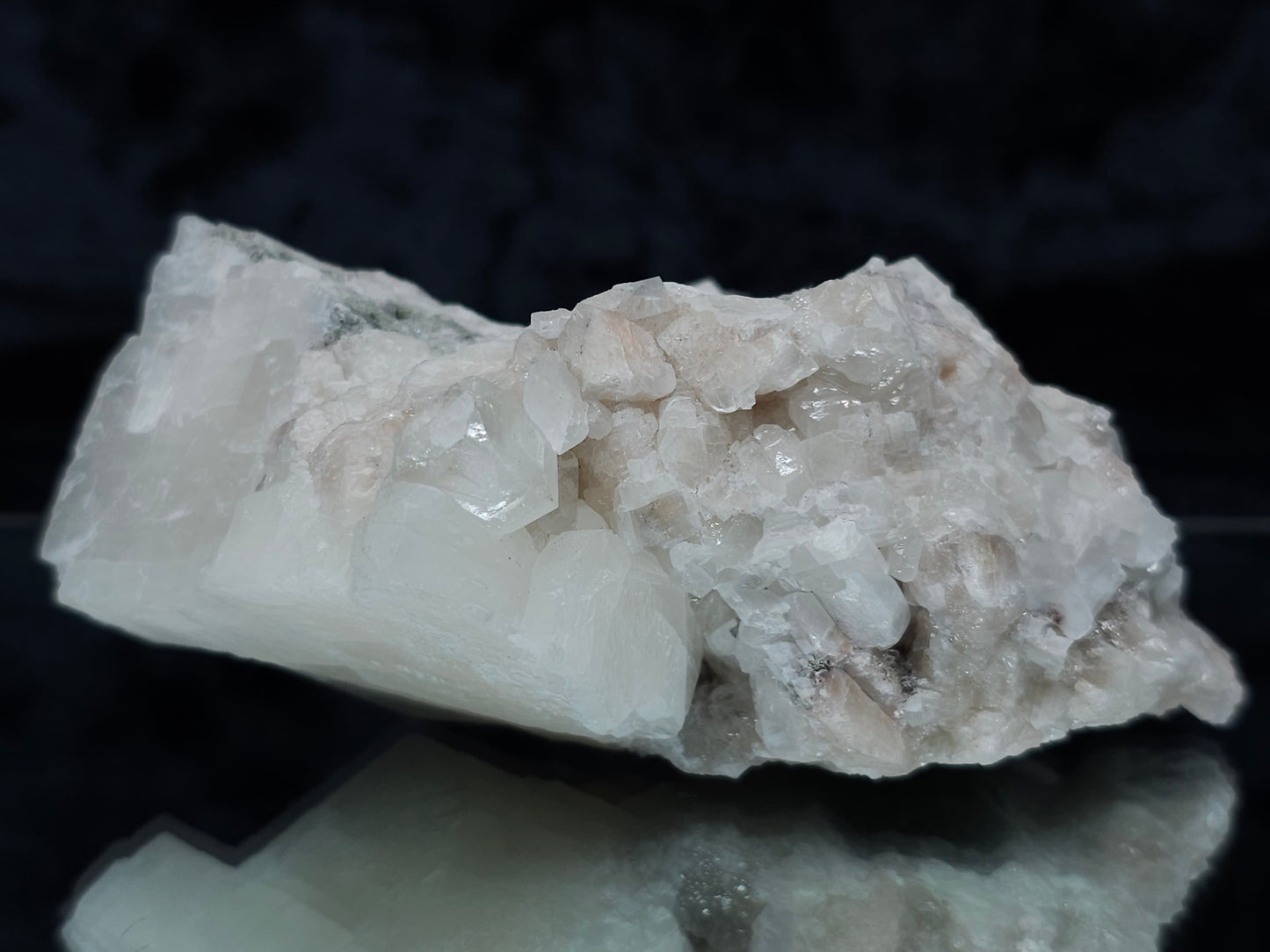 #11079 Small Spirit Quartz formation with clear Combined form Calcite on white Calcite matrix