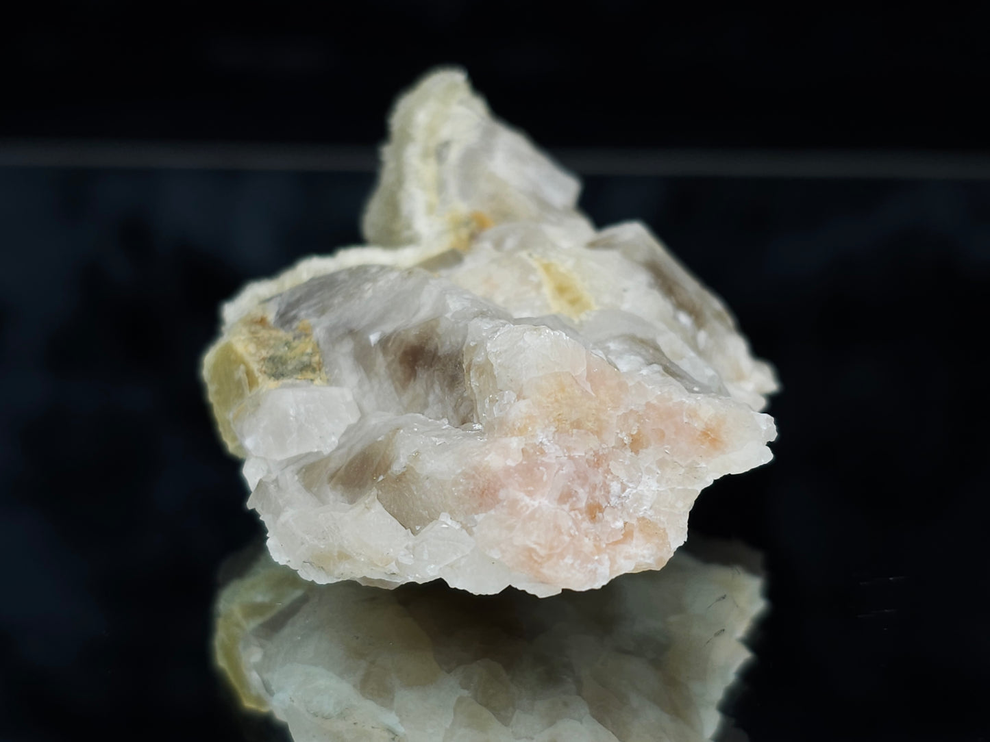 #88167 Spirit Gwindel Quartz on cream-white Calcite pseudomorph after Combined form Calcite on matrix