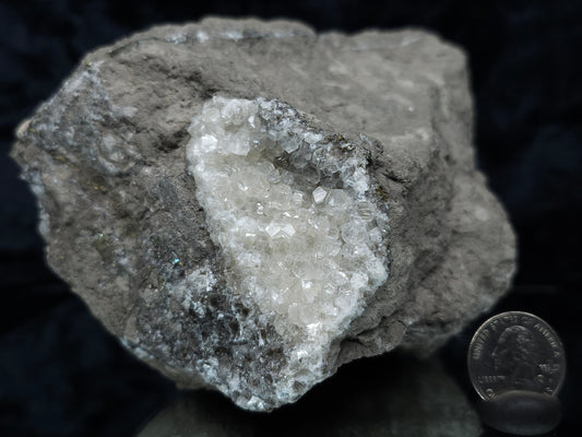 #33132 Super clear Nailhead Spar Calcite cluster with Chalcopyrite ore and multiple small fossils in the matrix