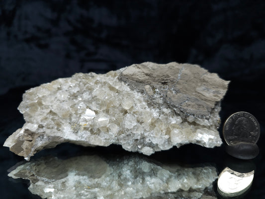 #33143 Super clear Nailhead Spar Calcite cluster with Chalcopyrite ore and multiple small fossils in the matrix