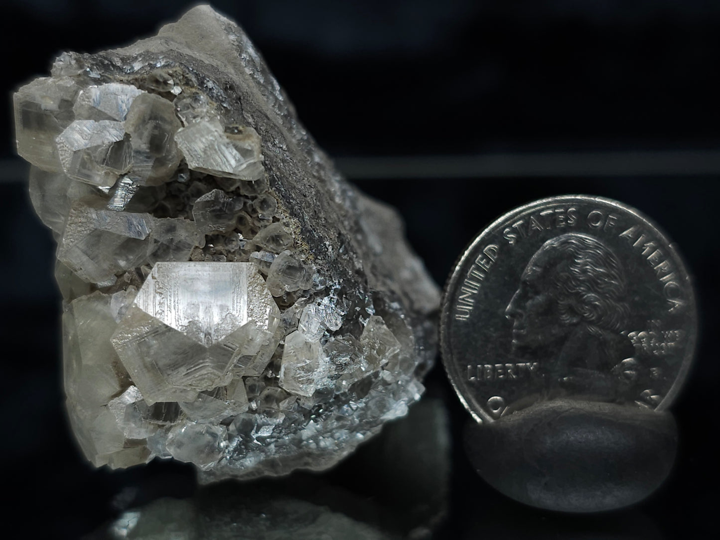 #33139 Phantom Nailhead Spar Calcite cluster with  Chalcopyrite ore and multiple small fossils in the matrix