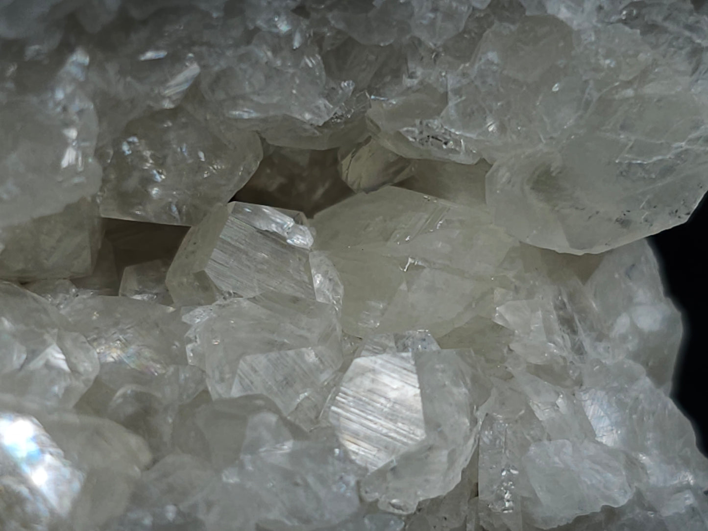 #33135 Super clear Nailhead Spar Calcite cluster with Chalcopyrite ore and multiple small fossils in the matrix