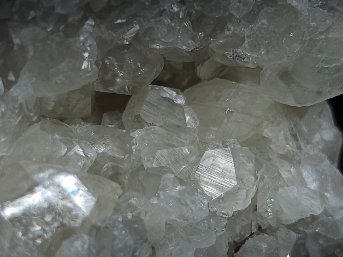 #33135 Super clear Nailhead Spar Calcite cluster with Chalcopyrite ore and multiple small fossils in the matrix
