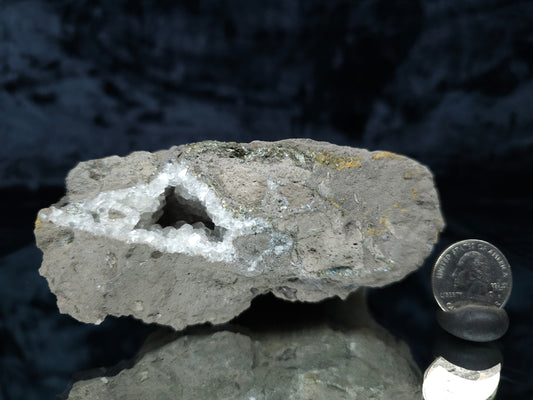 #33141 Super clear Nailhead Spar Calcite geode with Chalcopyrite ore and multiple small fossils in the matrix