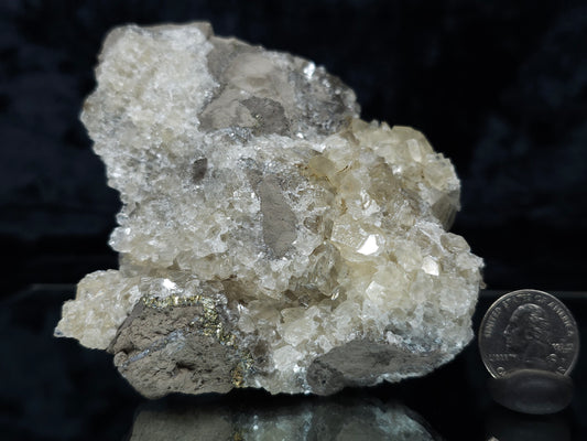 #33142 Super clear Nailhead Spar Calcite cluster with Chalcopyrite ore and multiple small fossils in the matrix