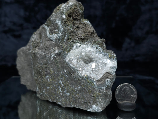#33134 Super clear Nailhead Spar Calcite cluster with Chalcopyrite ore and multiple small fossils in the matrix