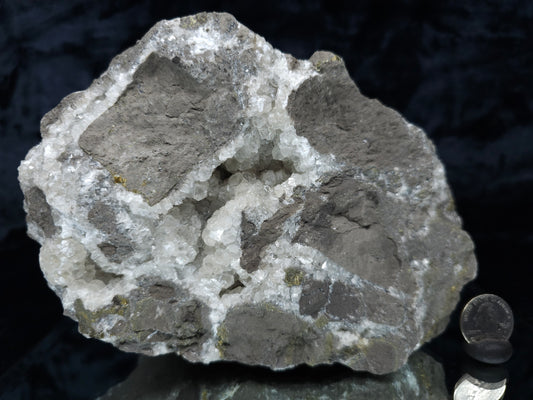 #33137 Super clear Nailhead Spar Calcite geode with Chalcopyrite ore and multiple small fossils in the matrix