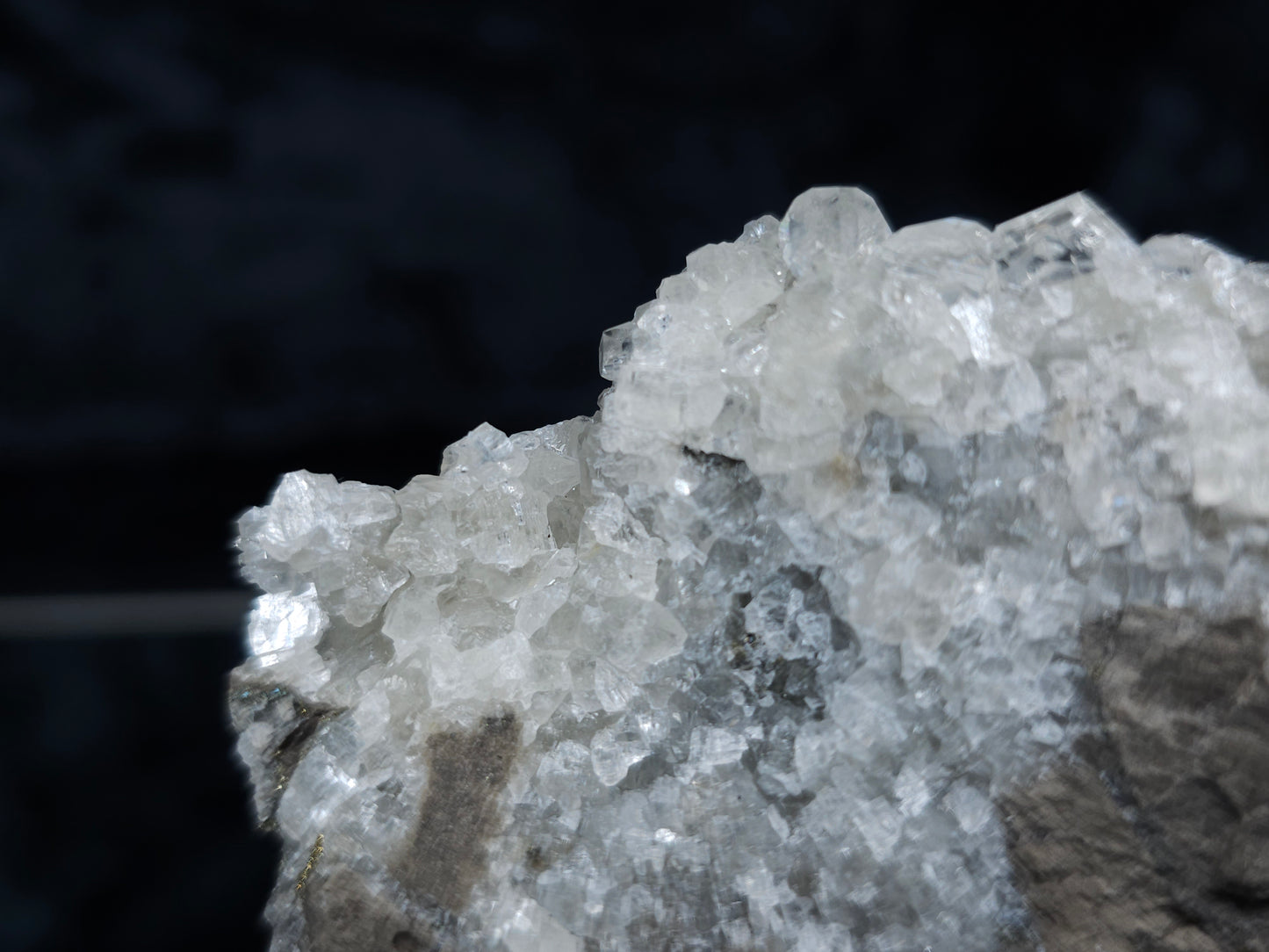 #33147 Super clear Nailhead Spar Calcite cluster with Chalcopyrite ore and multiple small fossils in the matrix