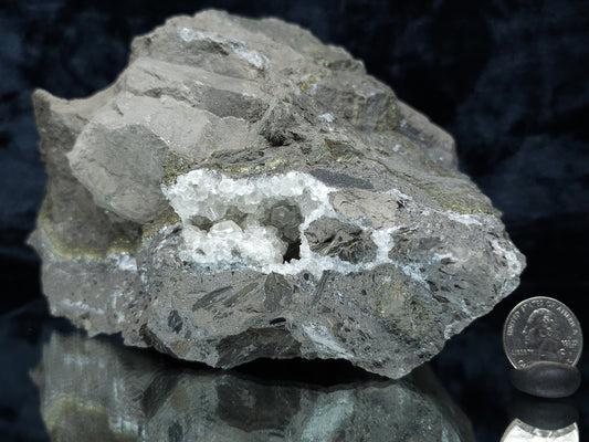 #33136 Super clear Nailhead Spar Calcite geode with Chalcopyrite ore and multiple small fossils in the matrix
