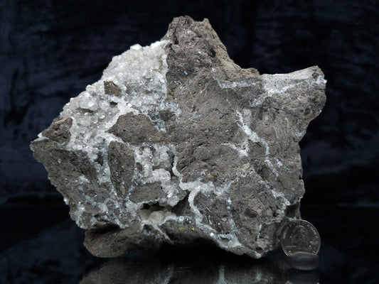 #33151 Super clear Nailhead Spar Calcite geode with Chalcopyrite ore and multiple small fossils in the matrix