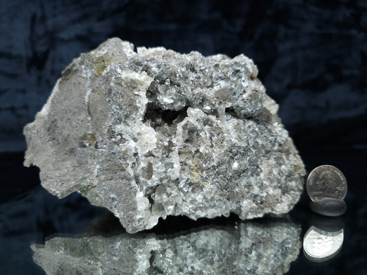 #33152 Super clear Nailhead Spar Calcite geode, Chalcopyrite ore and multiple small fossils in the matrix