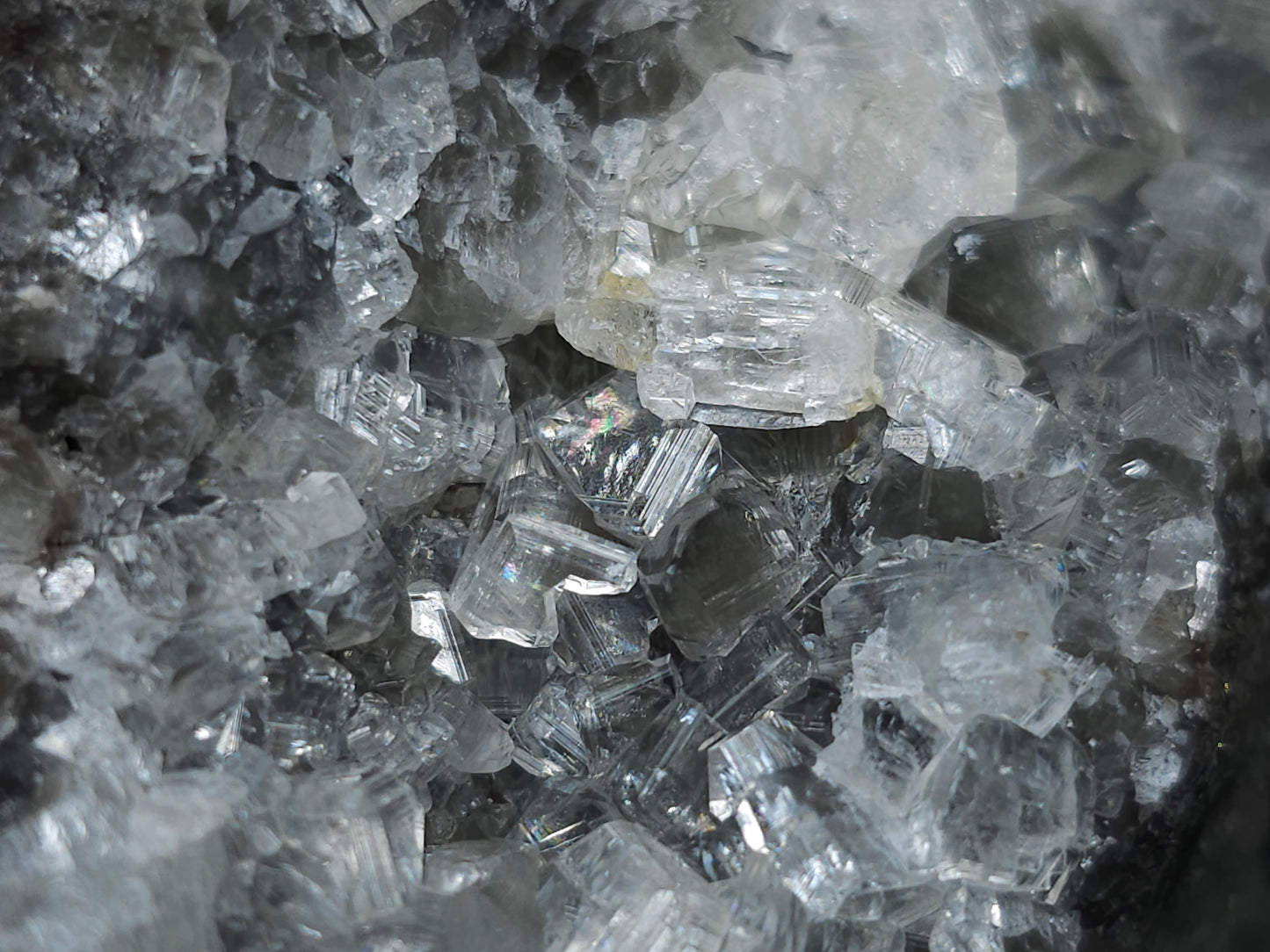 #33157 Super clear Nailhead Spar Calcite cluster with Chalcopyrite ore and multiple small fossils in the matrix