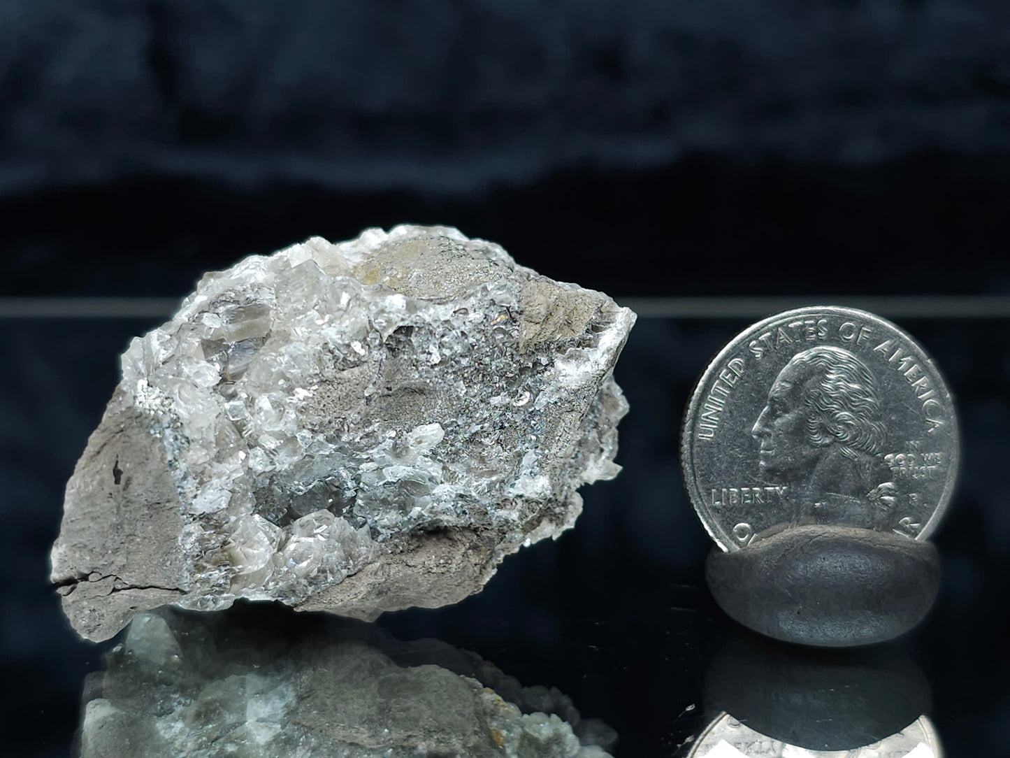 #33165 Super clear Nailhead Spar Calcite cluster with Chalcopyrite ore and multiple small fossils in the matrix