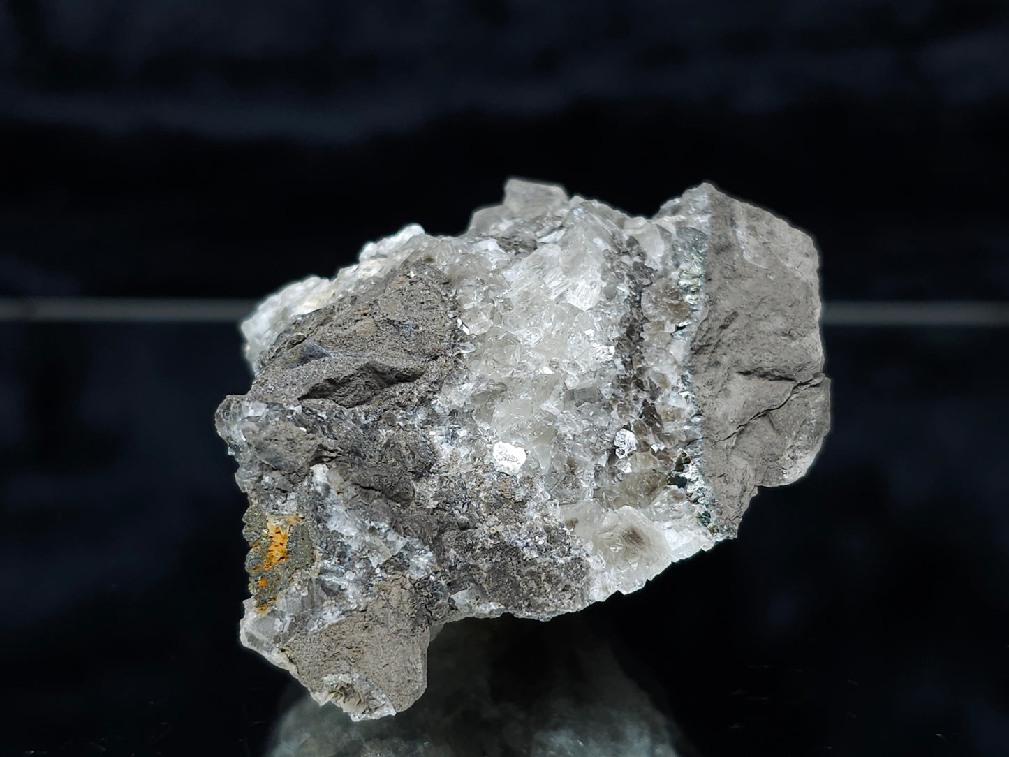 #33165 Super clear Nailhead Spar Calcite cluster with Chalcopyrite ore and multiple small fossils in the matrix