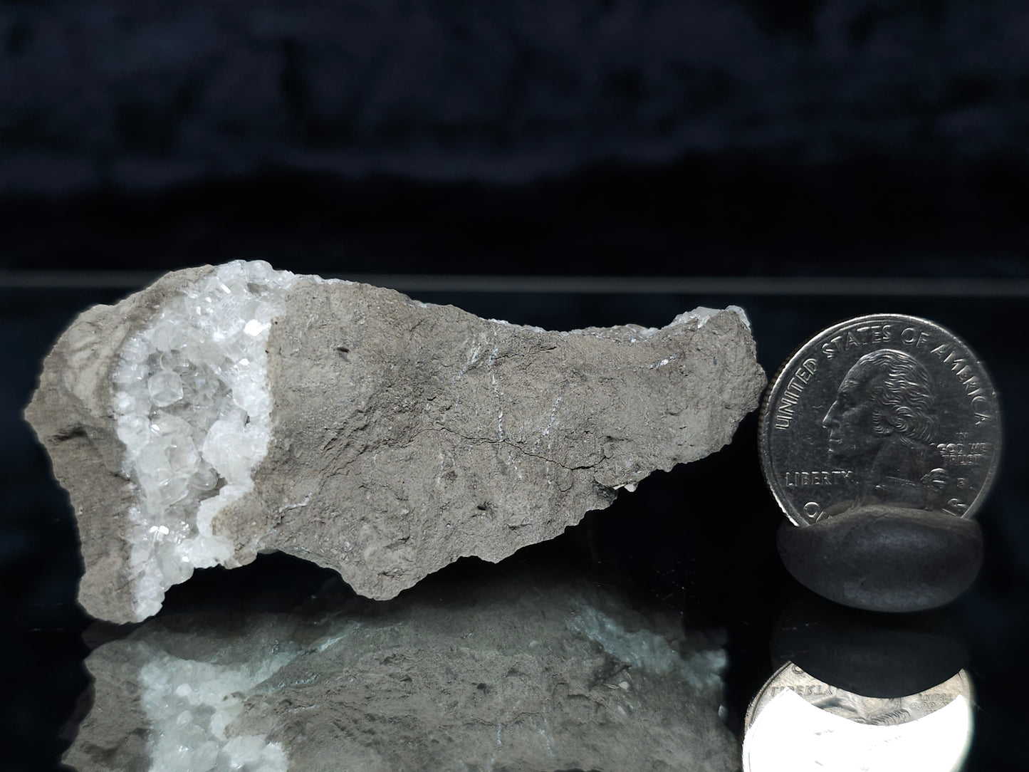 #33167 Super clear Nailhead Spar Calcite cluster with Chalcopyrite ore and multiple small fossils in the matrix