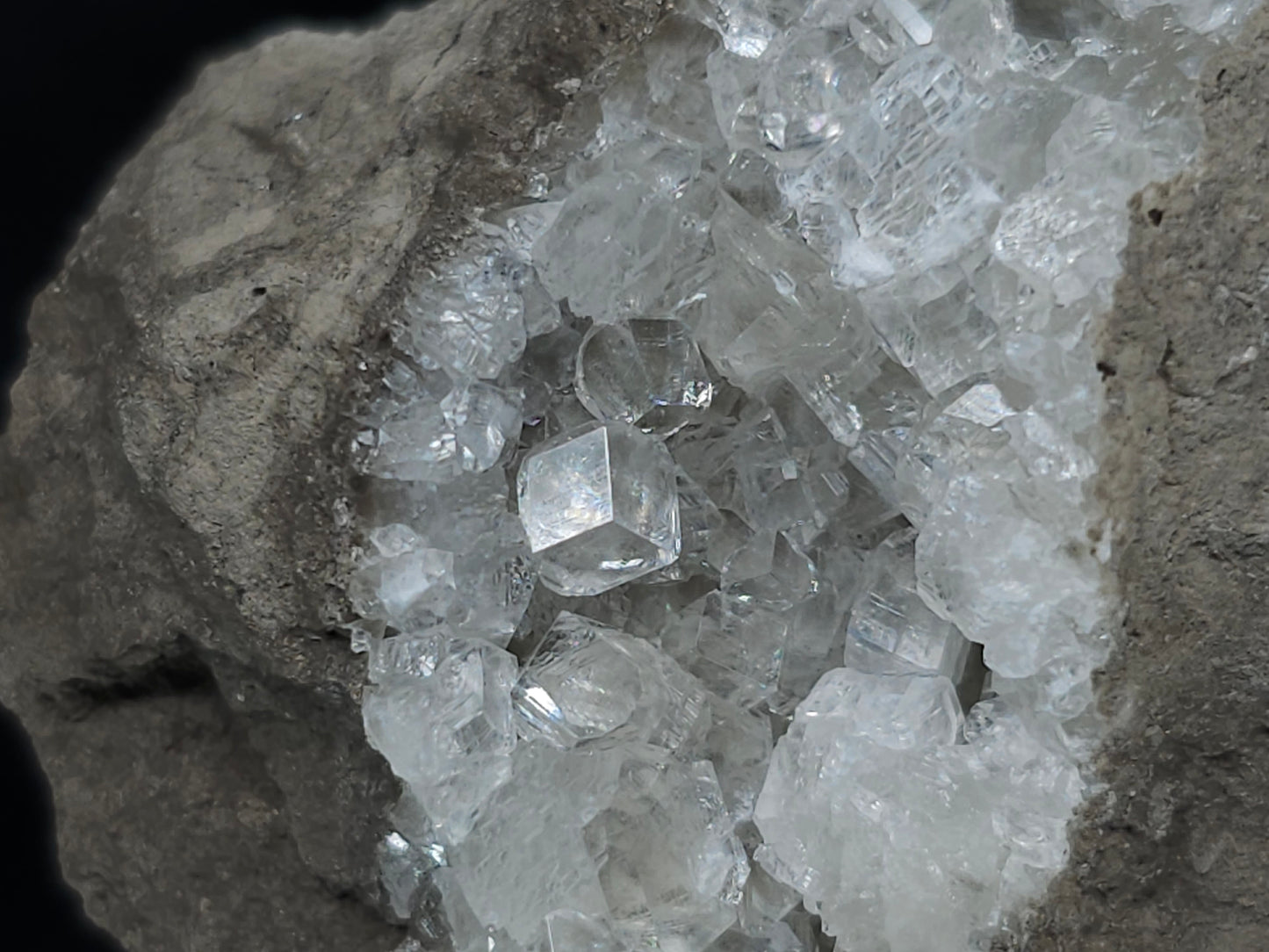 #33167 Super clear Nailhead Spar Calcite cluster with Chalcopyrite ore and multiple small fossils in the matrix