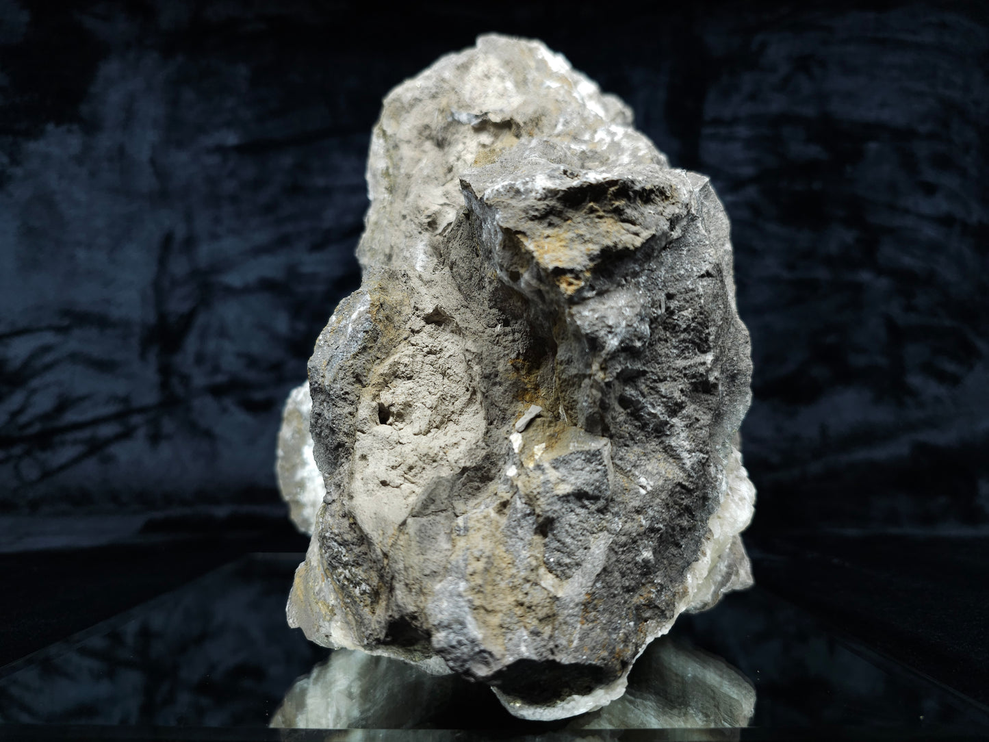 #33175 Double phantom Nailhead and clear Nailhead Spar Calcite cluster with  Chalcopyrite ore and multiple small fossils in the matrix