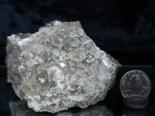 #33179 Special clear Nailhead Spar Calcite cluster with Chalcopyrite ore and multiple small fossils in the matrix