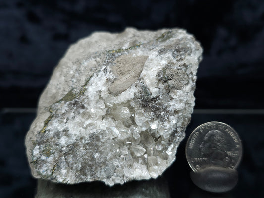 #33183 Special clear Nailhead Spar Calcite cluster with Chalcopyrite ore and multiple small fossils in the matrix