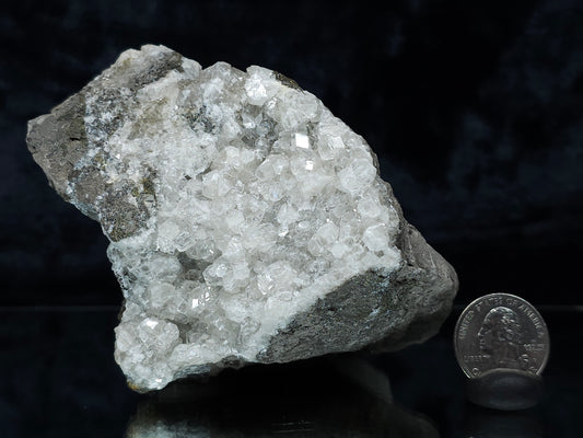 #33185 Special clear Nailhead Spar Calcite cluster with Chalcopyrite ore and multiple small fossils in the matrix