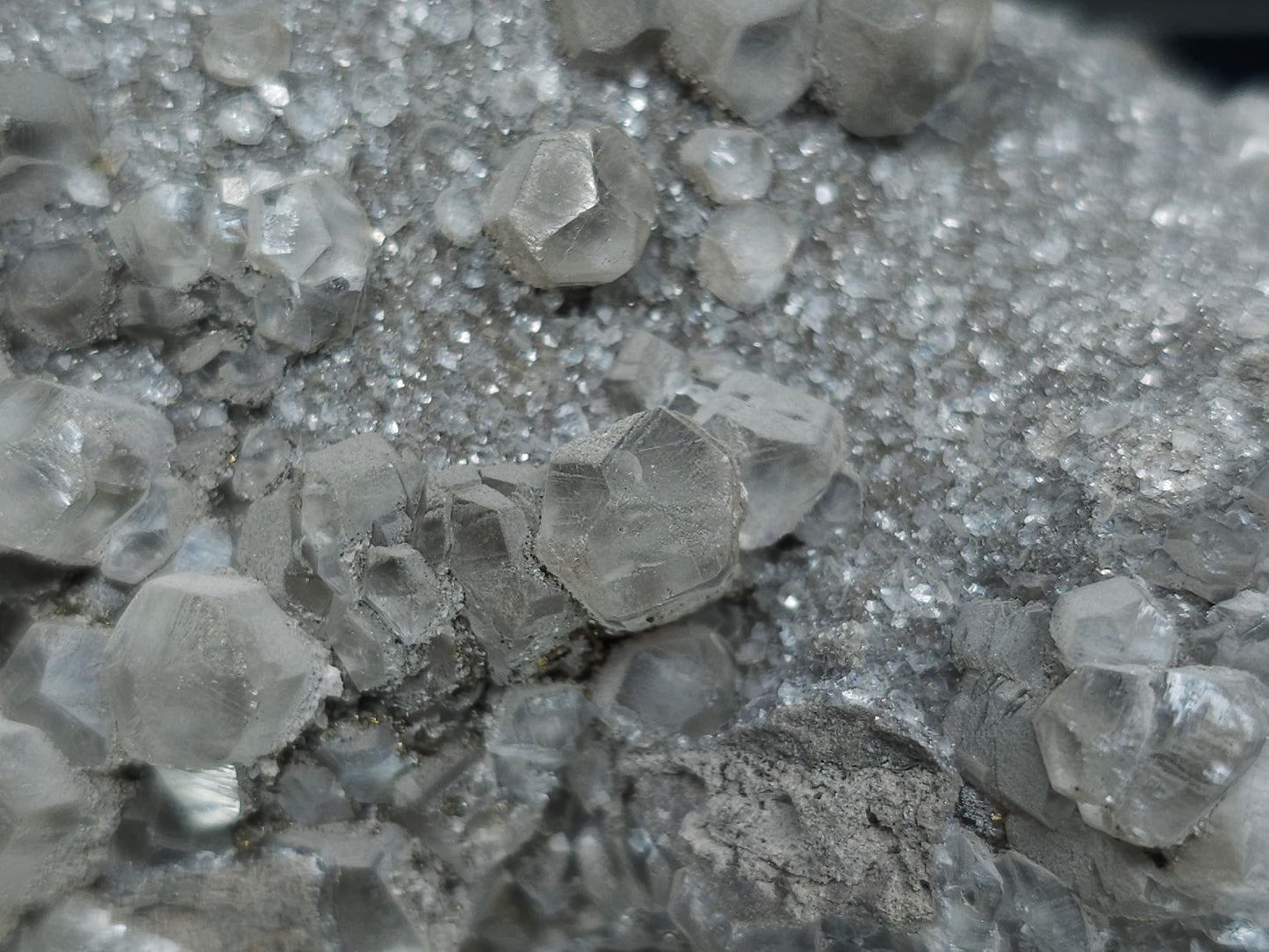 #33186 Double phantom Nailhead Spar Calcite cluster with Chalcopyrite ore and multiple small fossils in the matrix