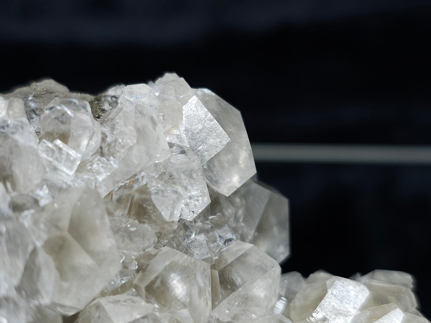 #33187 Special clear Nailhead Spar Calcite cluster with Chalcopyrite ore and multiple small fossils in the matrix