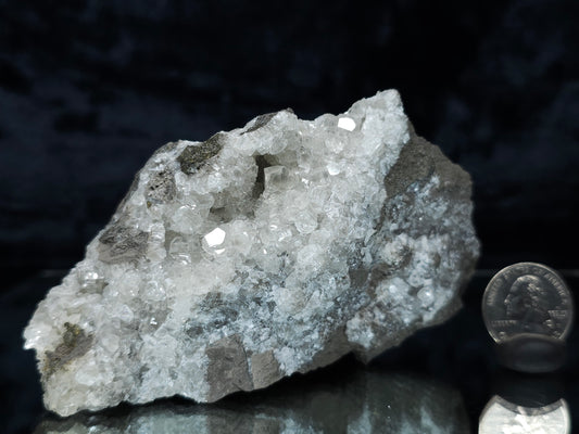 #33188 Special clear Nailhead Spar Calcite cluster with Chalcopyrite ore and multiple small fossils in the matrix
