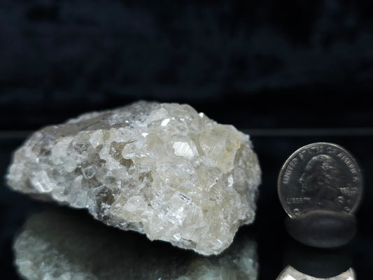 #33189 Special clear Nailhead Spar Calcite cluster with Chalcopyrite ore and multiple small fossils in the matrix