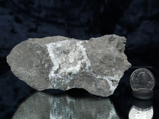 #33190 Special clear Nailhead Spar Calcite cluster with Chalcopyrite ore and multiple small fossils in the matrix