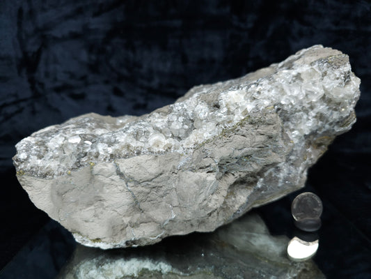 #33195 Special clear Nailhead Spar Calcite cluster with Chalcopyrite ore and multiple small fossils in the matrix