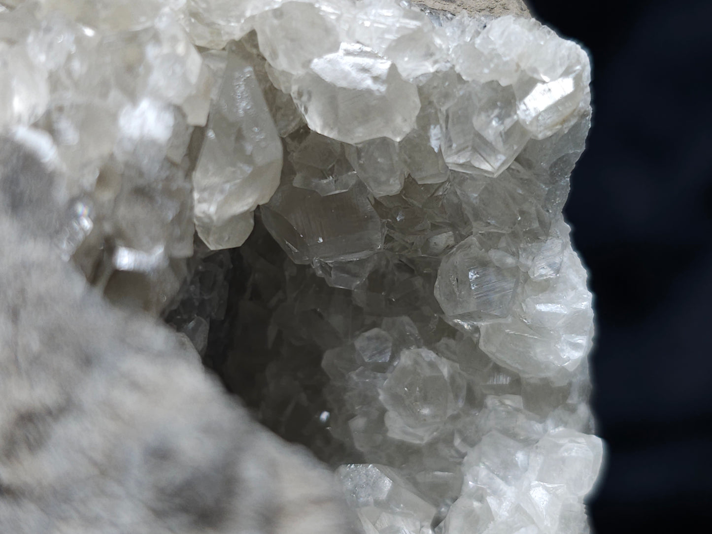 #33196 Special clear Nailhead Spar Calcite cluster and geode with  Chalcopyrite ore and multiple small fossils in the matrix