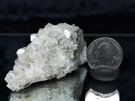 #33201 Super clear Nailhead Spar Calcite cluster and Chalcopyrite ore and multiple small fossils in the matrix