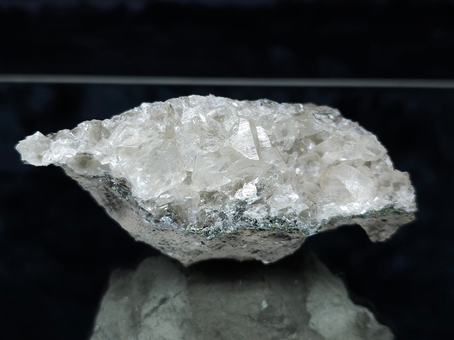 #33202 Super clear Nailhead Spar Calcite cluster and  Chalcopyrite ore and multiple small fossils in the matrix